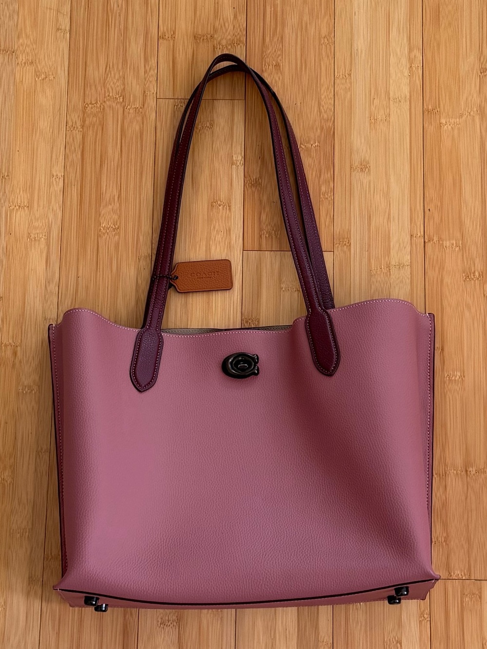 COACH Willow CO692 Colorblock and Pebbled Leather Tote Bag Mauve - Picture 8 of 9